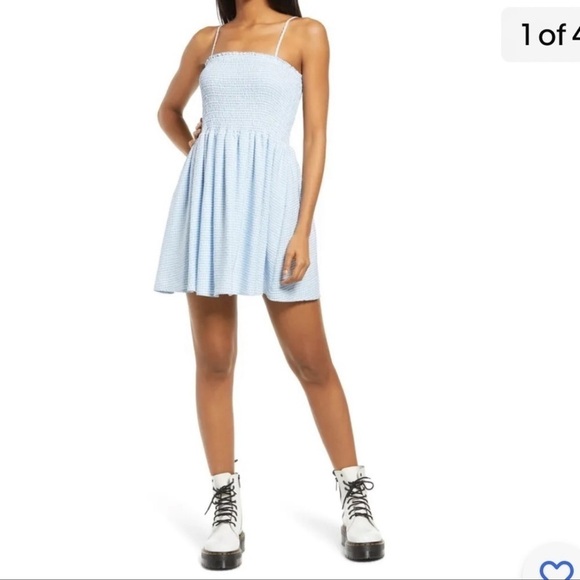 LULUS ❤️Treat Me Right Gingham Smocked Mini Dress. Yellow/White Only. Med & Sm - Picture 6 of 7
